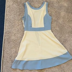 Baby blue and off white mini dress